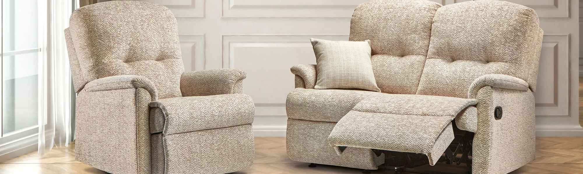 Fabric 2 Seater Manual Recliner Sofas