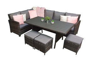 Charlotte HDPE Wood Effect Corner Dining Set