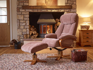 Nice Fabric Swivel Recliner & Footstool