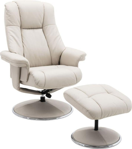 Denver Leather Swivel Recliner & Footstool