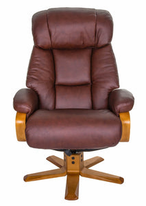 Nice Leather Swivel Recliner & Footstool