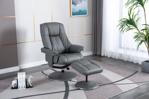 Denver Leather Swivel Recliner & Footstool