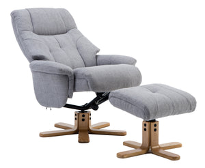 Dubai Fabric Swivel Recliner & Footstool