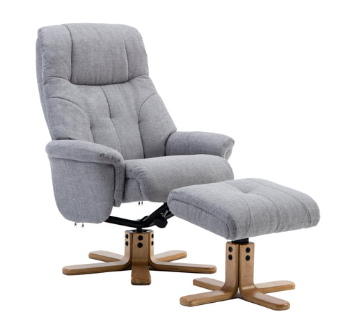 Dubai Fabric Swivel Recliner & Footstool