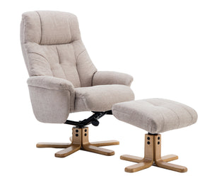 Dubai Fabric Swivel Recliner & Footstool