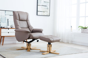 Florence Plush Leather Swivel Recliner & Footstool