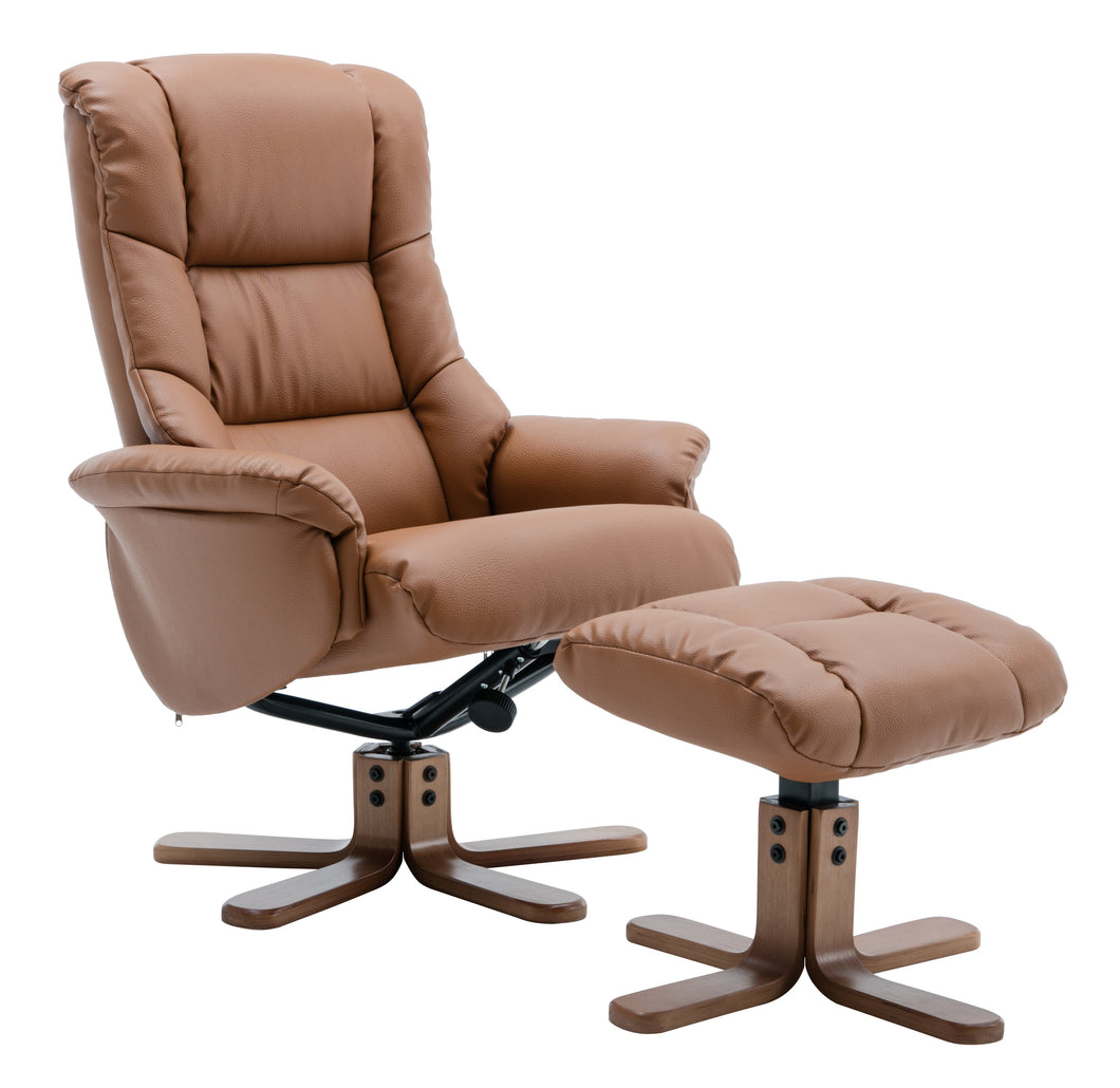 Florence Plush Leather Swivel Recliner & Footstool