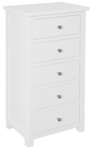 Henley White 5 Drawer Narrow Chest