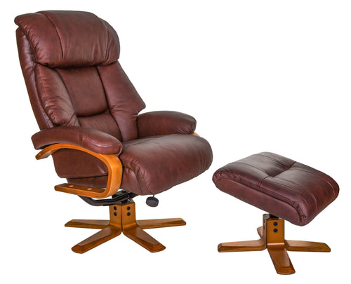 Nice Leather Swivel Recliner & Footstool