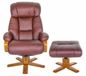 Nice Leather Swivel Recliner & Footstool