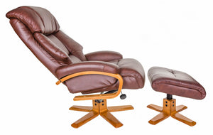 Nice Leather Swivel Recliner & Footstool