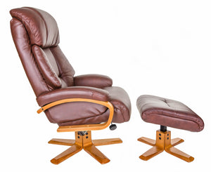 Nice Leather Swivel Recliner & Footstool