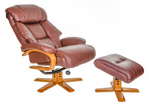 Nice Leather Swivel Recliner & Footstool