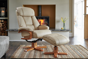 Nice Leather Swivel Recliner & Footstool