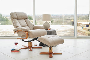 Nice Leather Swivel Recliner & Footstool